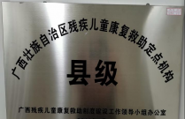 广西壮族自治区残联儿童康复求助定点医疗机构（牌匾）